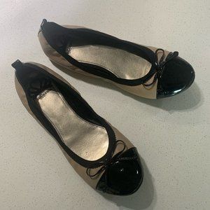Black and Tan Ballet Flats, Size 8.5